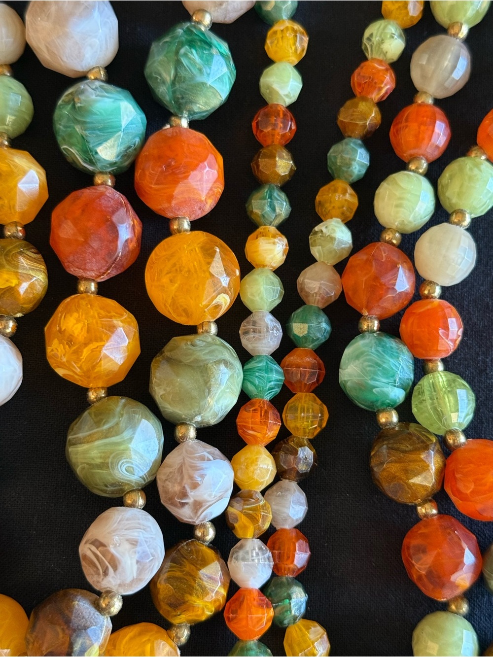 Vintage Kramer Jewelry Set Autumn Swirl Chunky Beads 2 Necklaces & Earrings Set - Picture 7 of 13